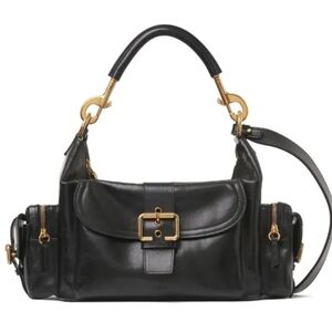 CHLOE Camera Bag Black Leather Shoulder Bag with Gold Hardware